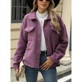 thumbnail image 5 of Cuteduck Women Plaid Fashion Jacket Button Up Long Sleeve Fall Casual Dressy Loose Coat with Pockets S-XL, 5 of 7