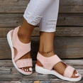 thumbnail image 2 of Ladies Solid Color Wide Width Sandals for Women Breathable Mesh Fish Mouth Shower Sandals Women Casual Flat Sandals, 2 of 6