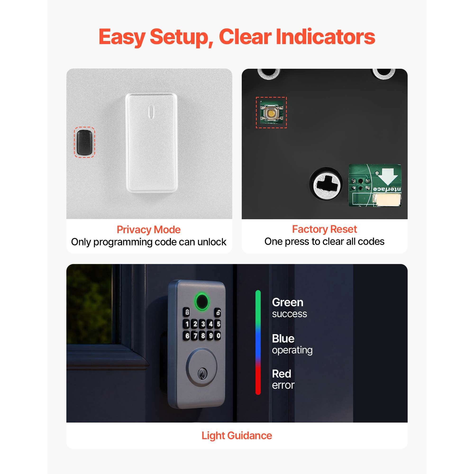 Keyless Entry Door Lock, Electronic Deadbolt with Easy-Grip Design, Customizable User Codes, Auto Lock, Anti-Peeping, Backlit Keypad for Home Apartment Silver