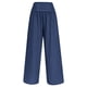 thumbnail image 5 of Pantalones boho de mujer con pierna ancha, cintura alta y fruncido - Cintura elástica, ligeros, pantalones informales de playa, 5 of 8