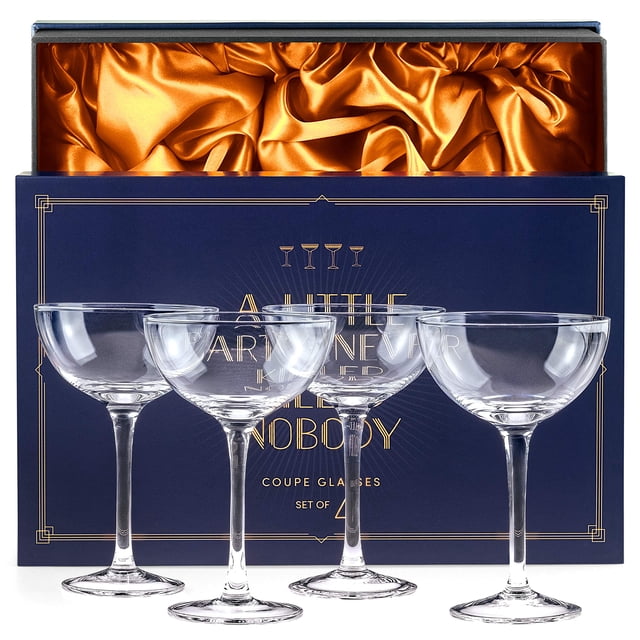 Juego de 4 vasos de champán SAY HO UM, cristal vintage, 120 ml