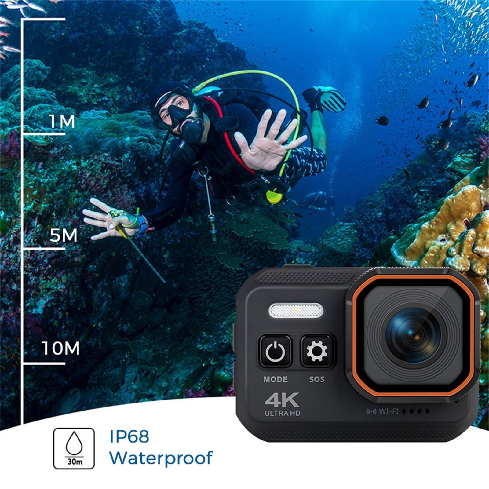 HD 4K Action Camera 170 Degree WiFi 30fps Video Professional Support NightShot Waterproof Diving Camera Case For Video ,Wide USe