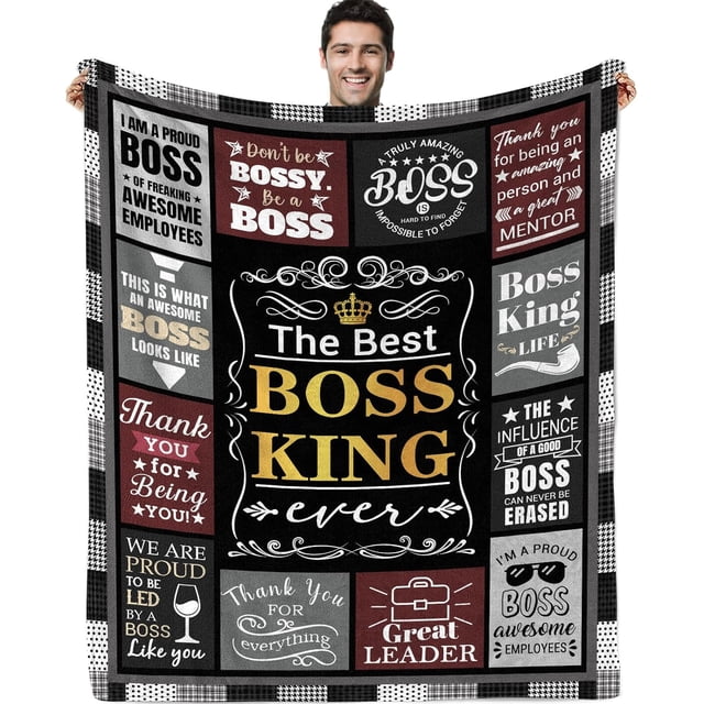 LHSHID Boss Gifts for Men Blanket for Boss Day Birthday Ideas Boss Appreciation Gifts for Men Best Boss King Ever Throw Blanket