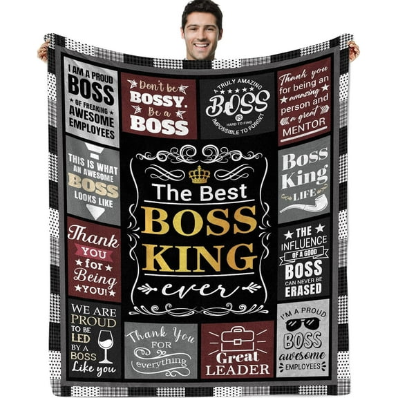 DAJU Boss Gifts for Men Blanket for Boss Day Birthday Ideas Boss Appreciation Gifts for Men Best Boss King Ever Throw Blanket(30*40inch)