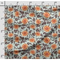 thumbnail image 2 of Soimoi Chinese Floral Print,Cotton Poplin, Sewing Fabric Sold by The Yard 42 Inch Wide,Sewing Craft Quilting/Quilt Making Fabric, Orange & Brown, 2 of 5