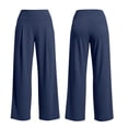 thumbnail image 3 of Favoffer Women's High Waist Wide Leg Pants Solid Color Front Pleated Design Pocket Loose Casual Trousers Soft Yoga Everyday Bottom for Walking Lounging Workout, 3 of 9