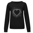 thumbnail image 4 of ESSSUT Femmes Tops Dégagement Femmes Casual Manches Pleines Col Rond Tops en Vrac Chemisier Pull Shining Print Sweat-Shirt Noir L, 4 of 5