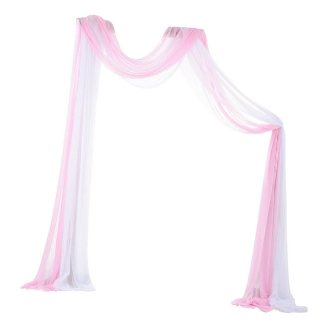 KLKCMS Draperie en Arche Résistante aux Plis 6 Yard 70x550cm Toile de Fond de Fête Panneaux de Rideaux Tonnelle 1x Blanc 1x Rose