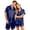 AD06-Royal Blue, variant on VV AVEORS Satin Matching Pajamas Sets Couple Silk Button Down Nightwear Women & Men Short Sleeve Sleepwear 2 Pieces Loungewear Black L