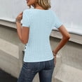 thumbnail image 6 of snilers Womens Tops Eyelet Deep V Neck Slim Fitted T-Shirt Summer Casual Front Wrap Ruched Short Sleeve Tees Shirts M, 6 of 9