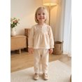 thumbnail image 5 of Cjfdfy Toddler Baby Girl Plaid Fall Outfits Lace Trim Long Sleeve Button Plaid Tops Elastic Pants Sets Soft Double Gauze Outfit Little Baby Gingham Fall Winter Outfit 0-3Y, 5 of 9