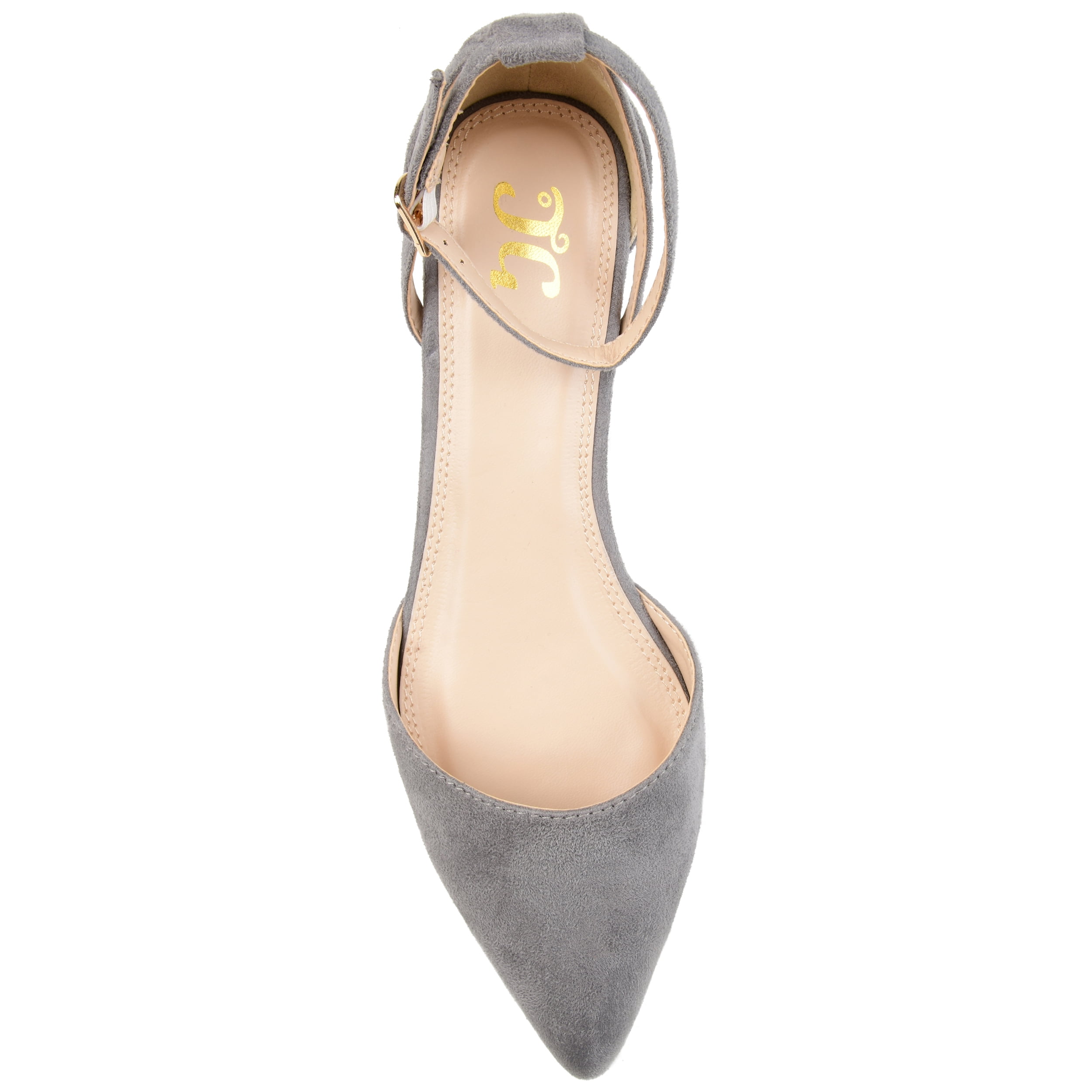 Journee Womens Arkie Buckle Pointed Toe Sliver Wedge