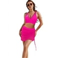 thumbnail image 3 of Womens Swim Skirt Tummy Control Swimsuits Mesh Sarong Wraps Bathing Suits Rose red XL, 3 of 7
