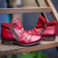 thumbnail image 5 of Botas de tacón bajo con tacón grueso y cremallera doble para mujer, botas informales de punta redonda para uso diario, 5 of 5
