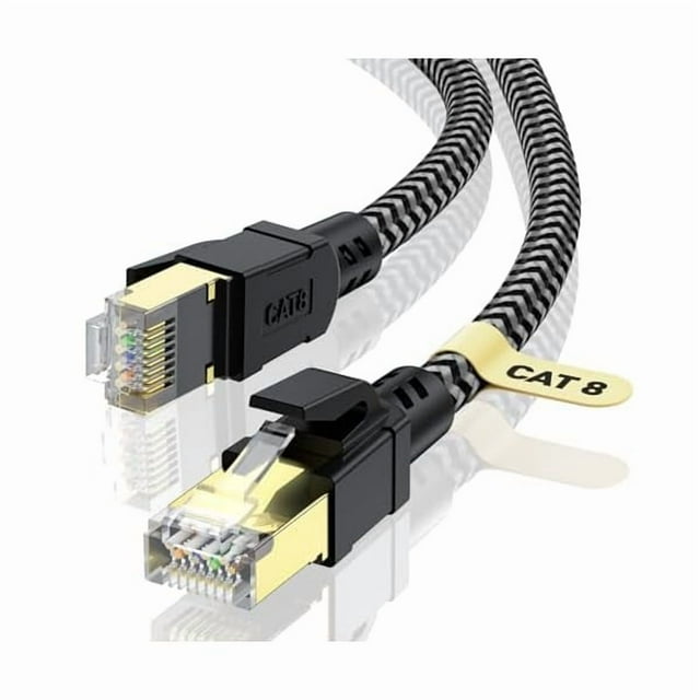 wonima11 Cat 8 Ethernet Cable 25FT, High-Speed Braided Internet Cable Network Cord with Gold Plated RJ45 Connector 40Gbps 2000Mhz Heavy Duty LAN Cable Shielded Indoor