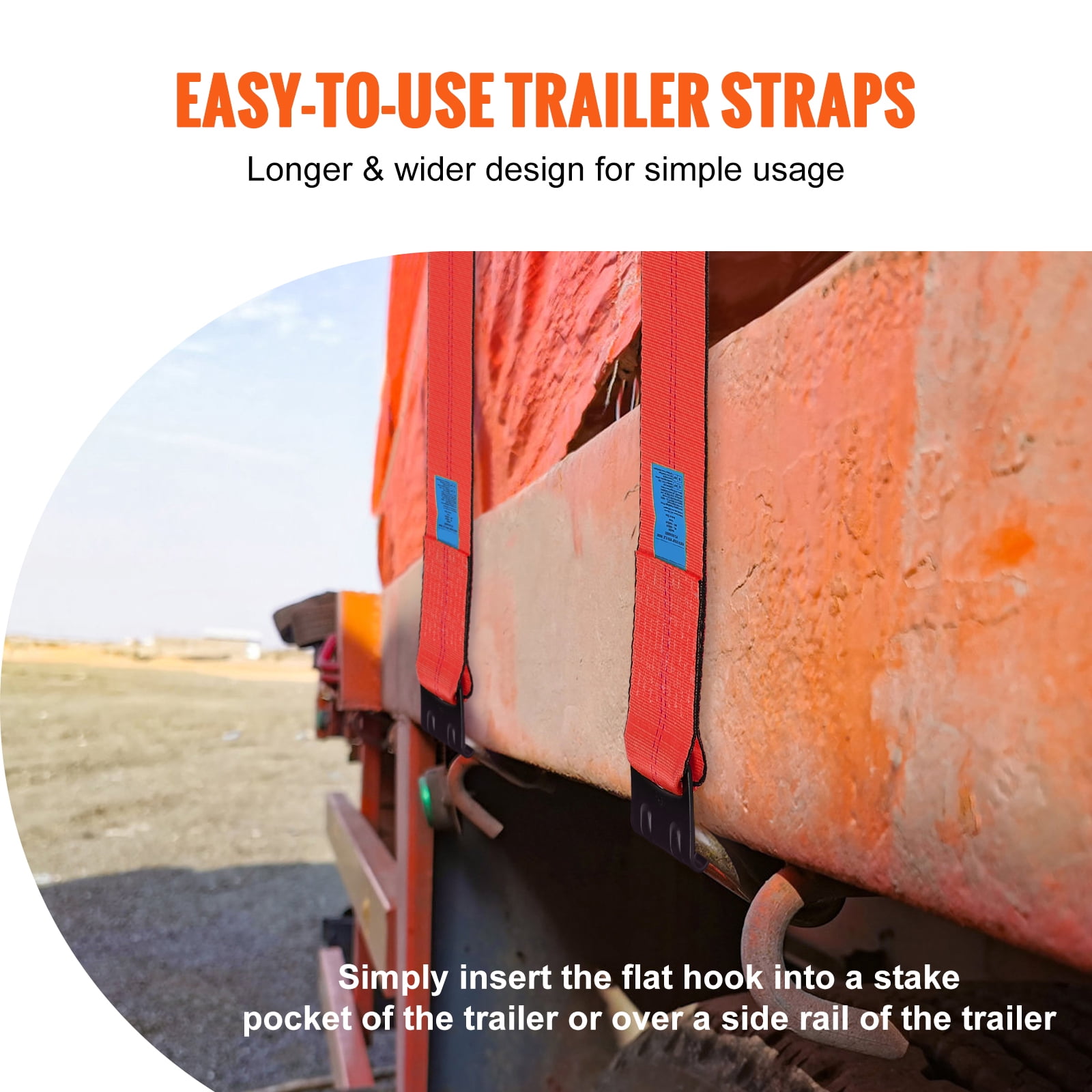 KFFKFF Tie-Down Straps, 4-inch x 30-ft, Load Support 6000 lbs, Max Tension 18000 lbs, Red Flat Hook Straps for Secure Hauling on Trailers, Farms, Emergency Services, Tree Protection, 10 Units