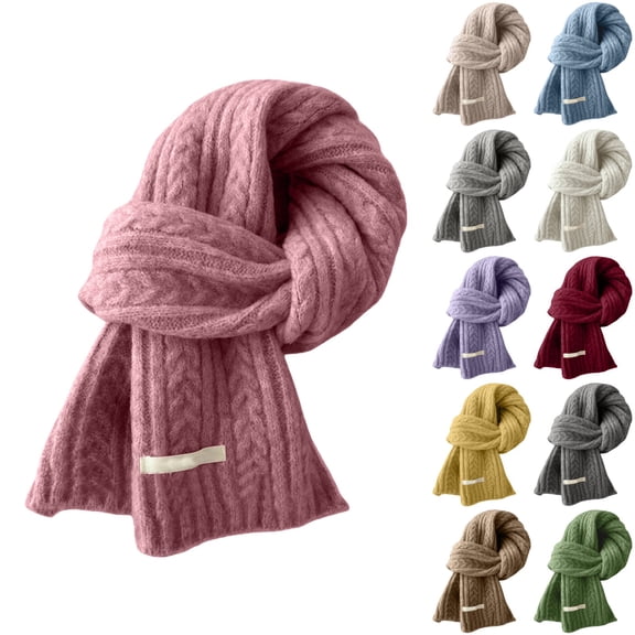 Ljudmp Twisted Cable Knit Scarf for Women Fall Winter Shawl Wraps Neck Warmer Soft Thick Knitted Neck Wrap Soft Girls Scarves Beige