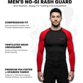 thumbnail image 2 of Exxact Sports Men’s BJJ Rash Guard Long Sleeve, IBJJF Ranked No Gi Jiu Jitsu Compression Shirt for MMA Grappling & Wrestling - (Black/Red, AS), 2 of 7