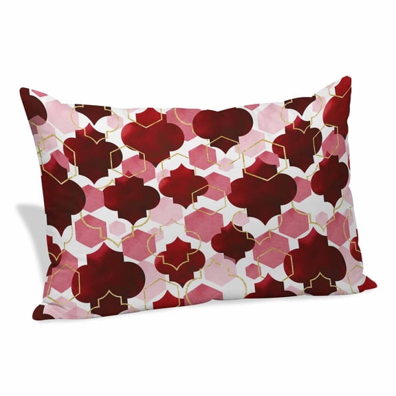 Red Geometric Moroccan Pillow Covers, Linen Long Throw Pillow Case, Abstract Art Red Ombre Modern Holiday Pillow Protector Decorative Cushion Cover for Living Room/Bedroom 20" x 36"
