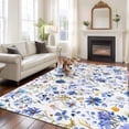 thumbnail image 3 of Area Rug 60×96in, Spring Watercolor Wild Flower Floor Carpet Living Room Rug, Pastoral Floral Plant on White Non-Slip Welcome Mat Indoor Rugs for Bedroom Dining Room, 3 of 9