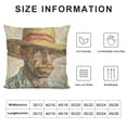 thumbnail image 5 of BANET Van Gogh Painting Self Portrait with Straw Hat Decorative Square Throw Pillow Case Cushion Cover for Sofa Bedroom Car Double-Sided Design 24x24in, 5 of 5