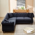 thumbnail image 3 of Oversized L-shaped Sectional Couch, 83.5-inch 5 With 3 Pillows. Modern Streamline Look For Living Room, Bedroom, Apartment. Strong Wood Frame , Corner Couch Pillows Apartment, Office, Design,, 3 of 5