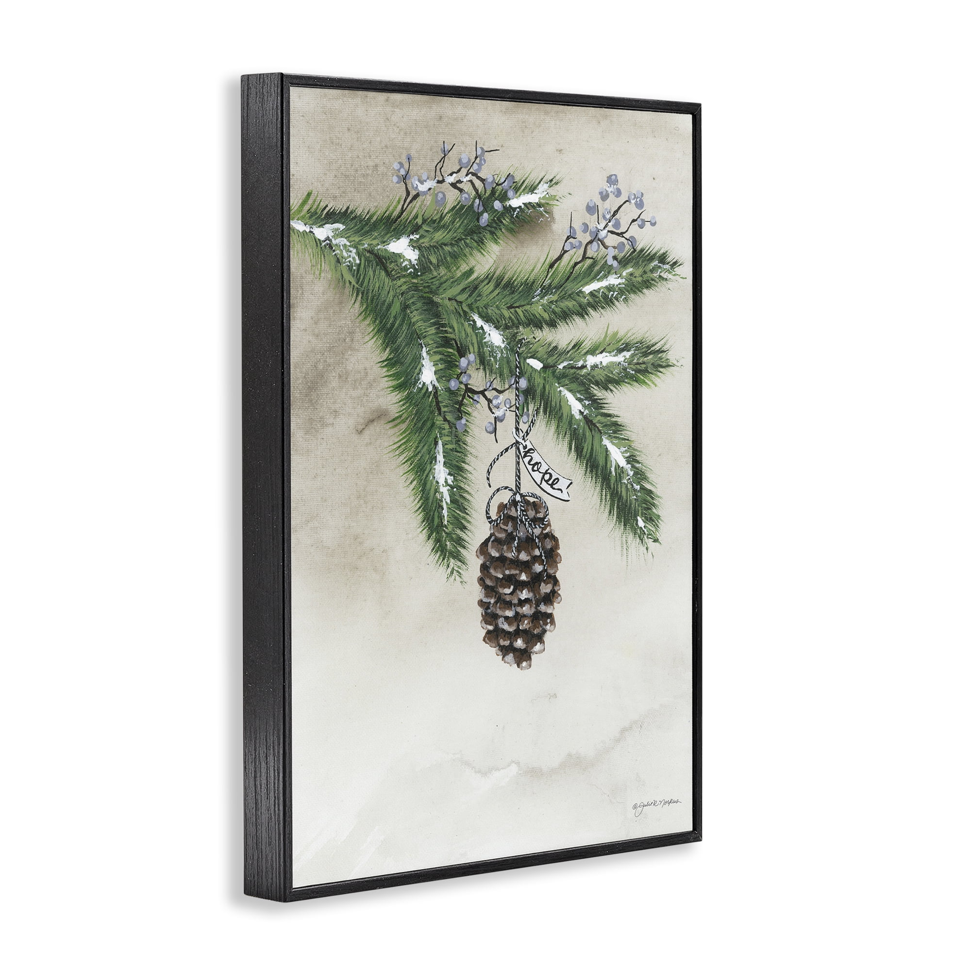 Stupell Industries Dangling Rustic Pine Cone Botanical & Floral Painting Black Framed Art Print Wall Art, 20 x 30
