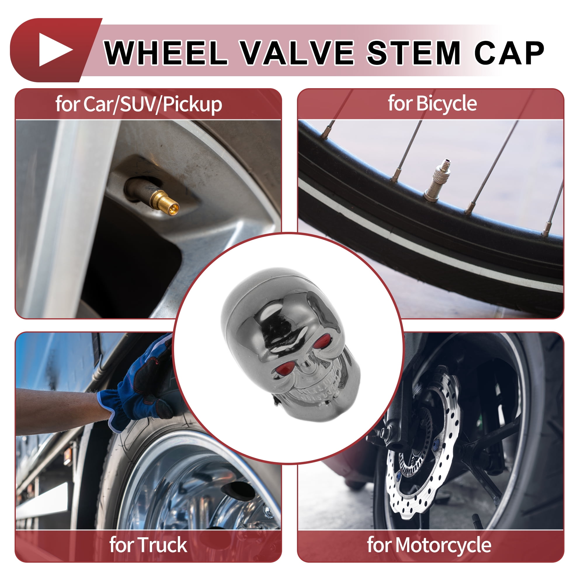 Unique Bargains Skull Head Shape Tire Valve Stem Caps Decorative Tyre Dust Covers Titanium
