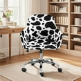 thumbnail image 2 of Whosucclay Cow Print Swivel Armchair Accent Dining Chair Cover for Office, Universal Office Chair Protector Spandex Curved Back Chair Slipcover for Party, Banquet, 2 of 7