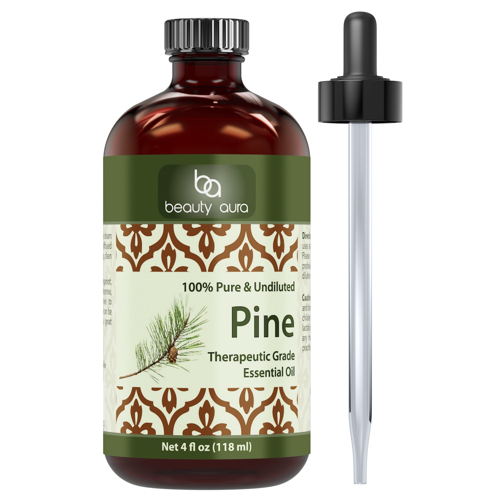 Beauty Aura Pine Essential Oil - 4 Oz Bottle - 100% Pure, Undiluted Therapeutic Grade Oil - Ideal For Aromatherapy - Great Quality Great Value!