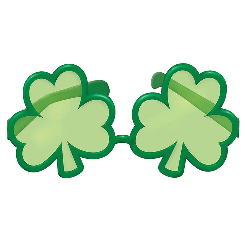 St Patrick's Day Party Glasses - Green Shamrock & Heart Shape Rimless Sunglasses (20 Pairs)