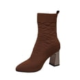 thumbnail image 2 of Bixock Boots for Women Mid Heel Short Boots Large Size Pointed Toe Slip On Stretch Sock Boots Comfortable Warm Daily Wear Fall Women Shoes, 2 of 9