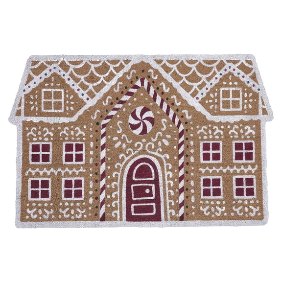 My Texas House Natural Gingerbread House Outdoor Coir Doormat, 30" x 48"