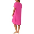 thumbnail image 3 of INSPIRE CHIC Women's Nightgowns Cotton Sleepwear Loose Sleep Shirt Short Sleeve Nightshirt Cozy Sleepshirt S Rose Red, 3 of 6