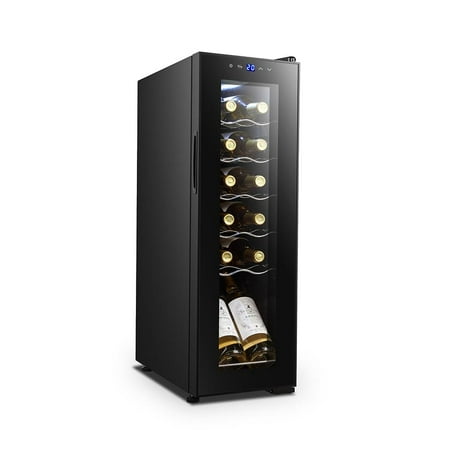 NutriChef PKCWC120 - Home Wine Cooler Fridge - Smart Wine Cooler Chilling Refrigerator with Touchscreen Control, Adjustable Temp (12 Bottle Storage Capacity)