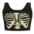 thumbnail image 3 of Women‘s Rib Knit Sleeveless Skeleton Print Crop Tan Tops, 3 of 6