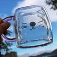 thumbnail image 2 of Coofit Glass Mug Double Layer Cat Bird Universal Coffee Mug Tea Mug Drinking Mug, 2 of 7