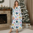 thumbnail image 4 of DISNIMO Women's Long Sleeve Nightgown Floral Print Full Length Sleepwear Long Pajama Dress V Neck Night Gowns Comfy Breathable Sleep Shirts, XL, 4 of 8
