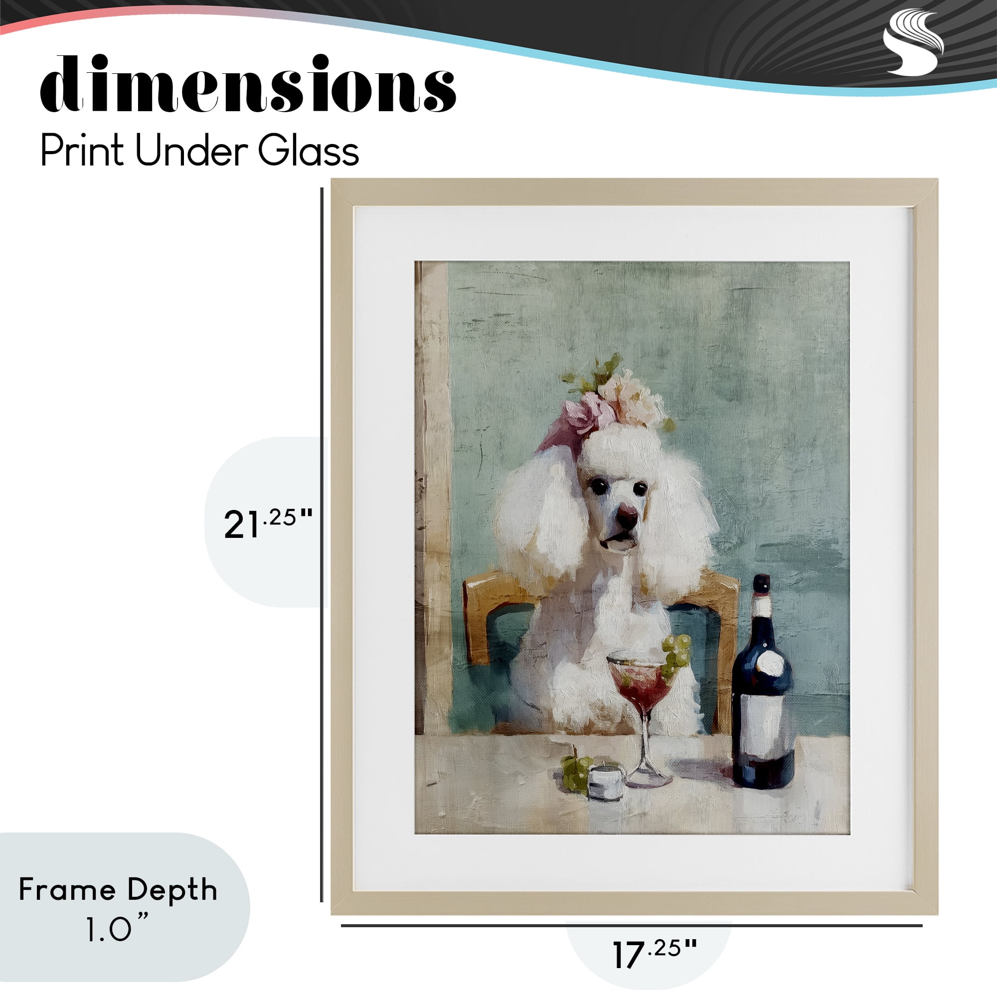 Stupell Industries Poodle At Lunch Birch Framed Print Under Glass, design by Annabelle Hall