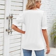thumbnail image 4 of Gibobby Playera de Manga Corta Casual Suave Verano sólido cuello cuadrado princesa manga corta manga suelta camiseta mujer Top(Blanco,G), 4 of 4