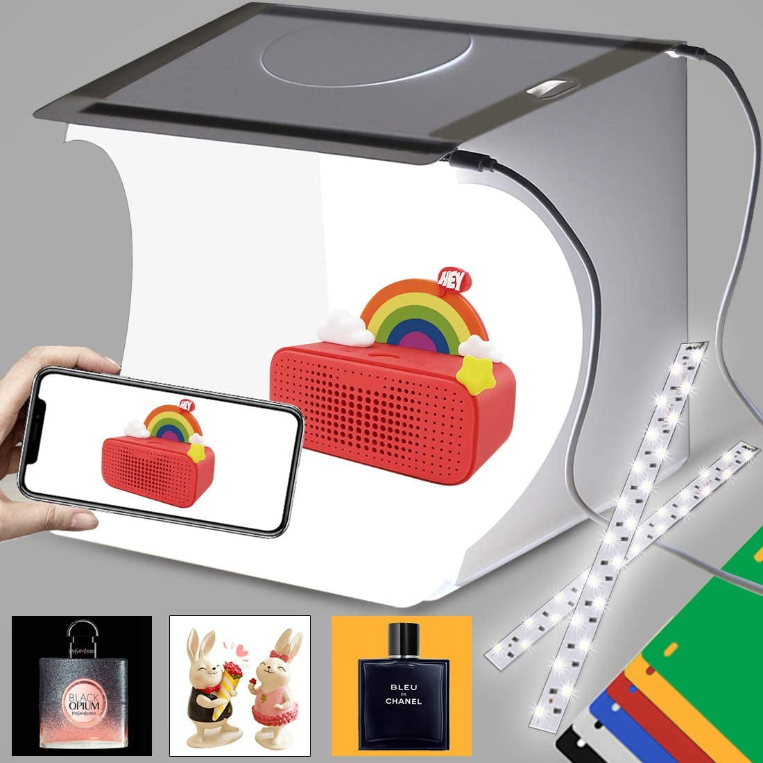 Absolut bombe Legeme DUCLUS Mini Photo Studio Light Box Photography, Portable Folding Photography  Light Tent with 6 Kinds Color Backgrounds for Small Size Products -  Walmart.com