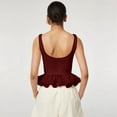 thumbnail image 3 of Women'S Bubble Hem Tank Top Scoop Neck Backless Sleeveless Patchwork Peplum Going Out Babydoll Shirts Wine Red S, 3 of 5