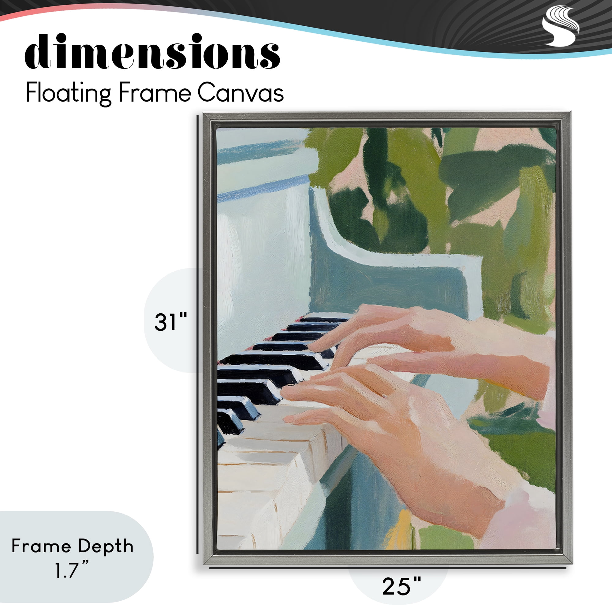Stupell Industries Piano Hands in Sunlit Space Gray Framed Floater Canvas Wall Art, design by The Prints Vibe