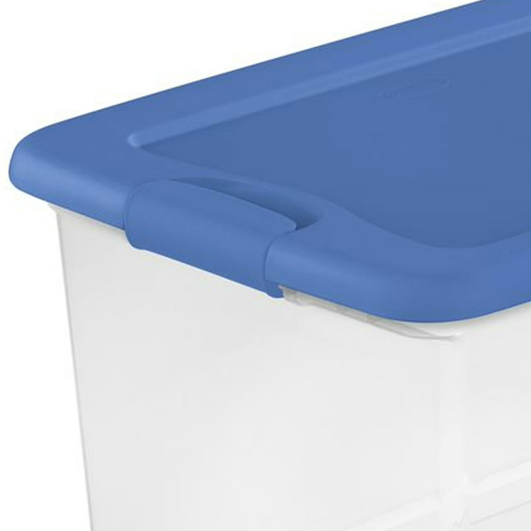 Sterilite 64 Quart Latching Plastic Storage Container Tote, Crisp