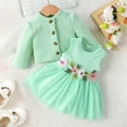 thumbnail image 2 of Toddler Girl Clothes Ruffle Girls Winter Coat Kids Tops Flowers Button Warm Outerwear Dress Outfits 2 Piece Outfit for 9-12 Months, 2 of 4