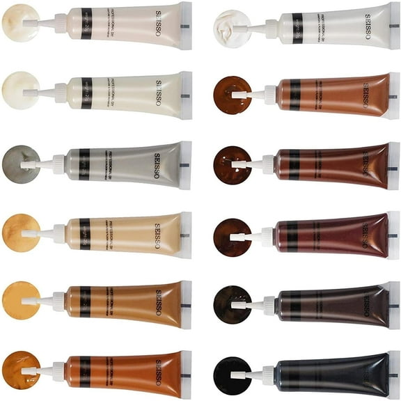 12 Colors Wood Repair Kit Wood Touch up Paint Furniture Scratch Restorer Filler for Any Wood Furniture Wood Stain Scratches Cover Floor ,Table, Cabinet, Door, Veneer, Walnut