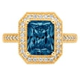 thumbnail image 5 of 2.78 ct Emerald Cut Natural London Blue Topaz with Simulated Diamond Halo Accents 14K Yellow Gold Womens Engagement Ring, 5 of 6