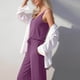 thumbnail image 5 of Pantalones Casuales para Mujeres Verano Cuello en V Color Sólido Bolsillo sin Mangas Pantalones Largos Mono Poliéster Moda Casual, 5 of 7