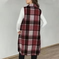 thumbnail image 5 of Weiqiqre Womens Fall Fashion Flannel Plaid Sleeveless Long Single Breasted Casual Fashion Jackets With Pockets, 5 of 5