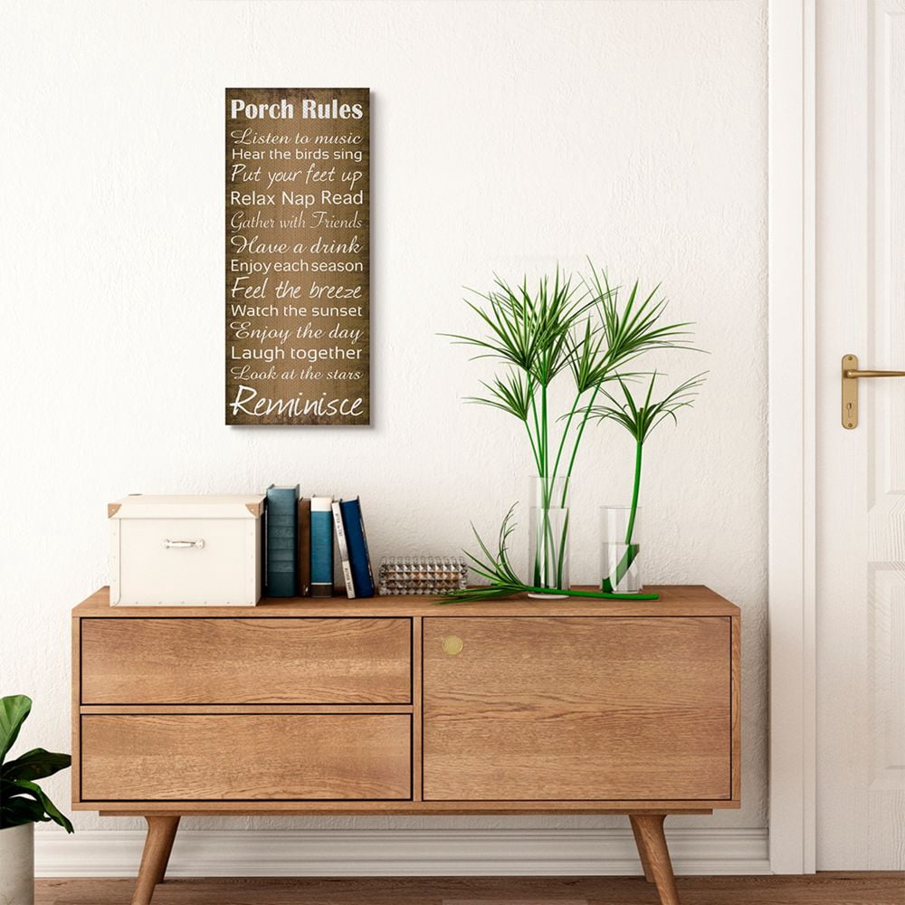 Stupell Industries Porch Rules Country Landscape Wood Textured Word Design Canvas Wall Art by Lauren Gibbons